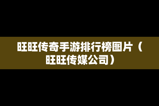 旺旺传奇手游排行榜图片（旺旺传媒公司）