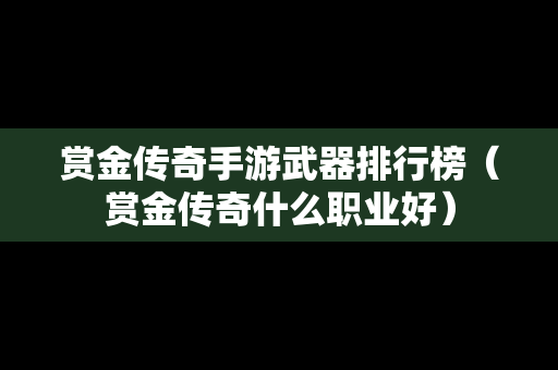 赏金传奇手游武器排行榜（赏金传奇什么职业好）
