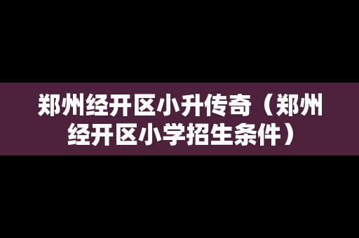 郑州经开区小升传奇（郑州经开区小学招生条件）