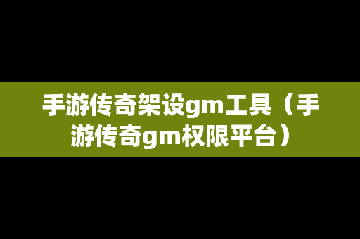 手游传奇架设gm工具（手游传奇gm权限平台）-第1张图片-传奇手游发布网