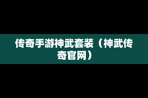 传奇手游神武套装（神武传奇官网）