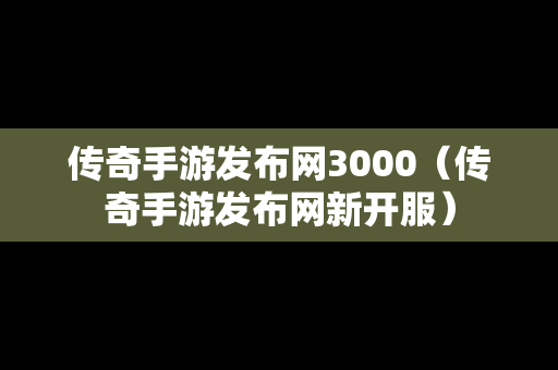 传奇手游发布网3000（传奇手游发布网新开服）