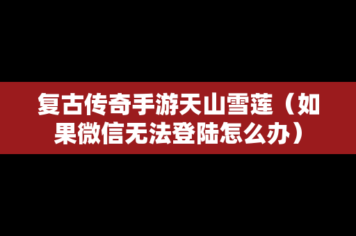 复古传奇手游天山雪莲（如果微信无法登陆怎么办）