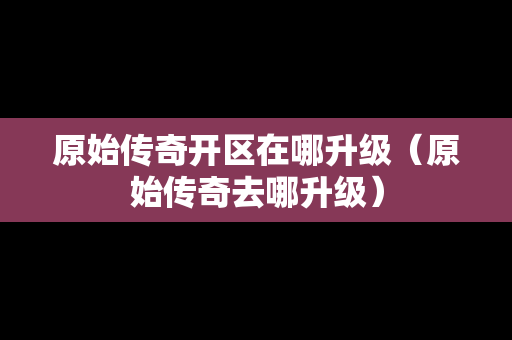 原始传奇开区在哪升级（原始传奇去哪升级）
