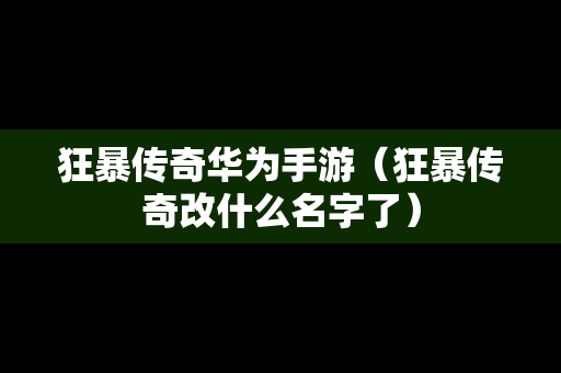 狂暴传奇华为手游（狂暴传奇改什么名字了）