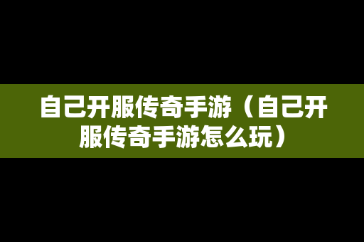 自己开服传奇手游（自己开服传奇手游怎么玩）-第1张图片-传奇手游发布网