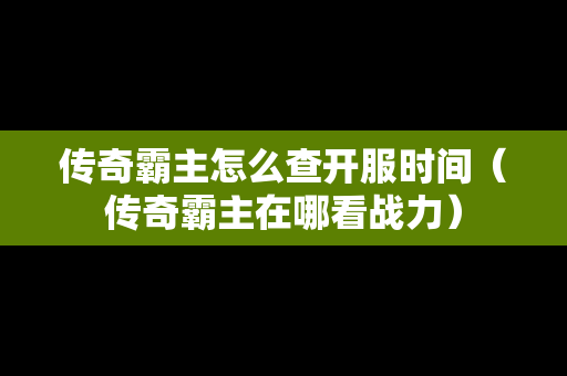 传奇霸主怎么查开服时间（传奇霸主在哪看战力）