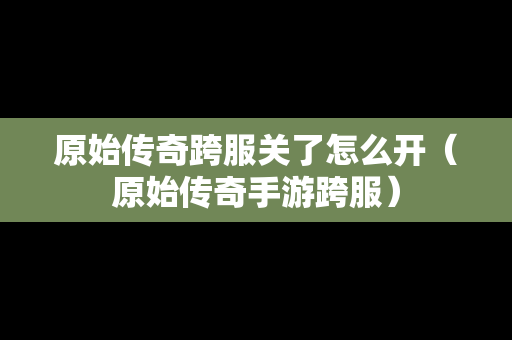 原始传奇跨服关了怎么开（原始传奇手游跨服）