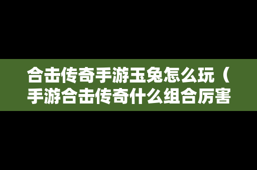 合击传奇手游玉兔怎么玩（手游合击传奇什么组合厉害）