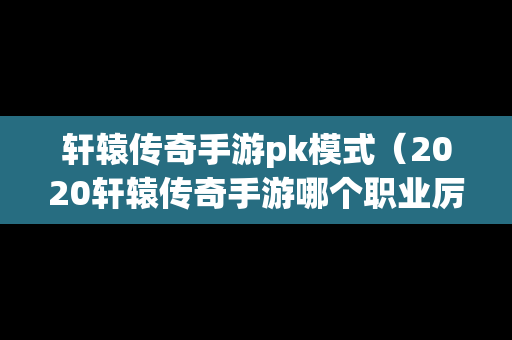轩辕传奇手游pk模式（2020轩辕传奇手游哪个职业厉害）