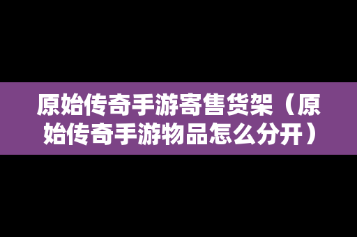 原始传奇手游寄售货架（原始传奇手游物品怎么分开）