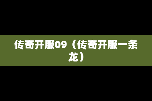 传奇开服09（传奇开服一条龙）