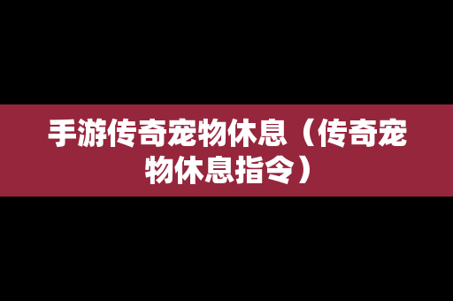 手游传奇宠物休息（传奇宠物休息指令）