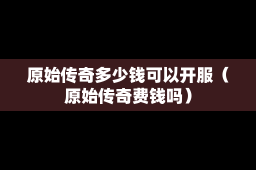 原始传奇多少钱可以开服（原始传奇费钱吗）