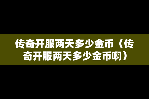 传奇开服两天多少金币（传奇开服两天多少金币啊）-第1张图片-传奇手游发布网