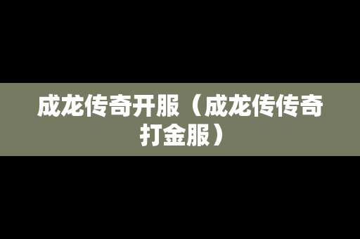 成龙传奇开服（成龙传传奇打金服）