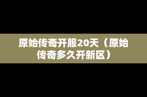 原始传奇开服20天（原始传奇多久开新区）-第1张图片-传奇手游发布网