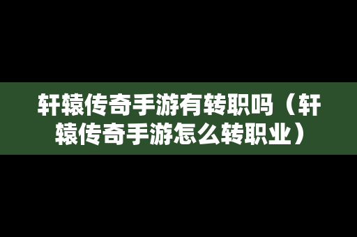 轩辕传奇手游有转职吗（轩辕传奇手游怎么转职业）-第1张图片-传奇手游发布网