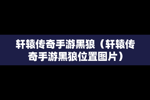 轩辕传奇手游黑狼（轩辕传奇手游黑狼位置图片）