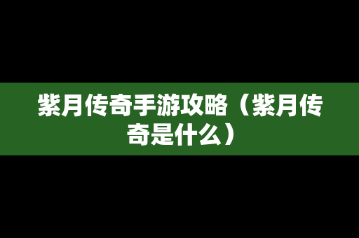 紫月传奇手游攻略（紫月传奇是什么）