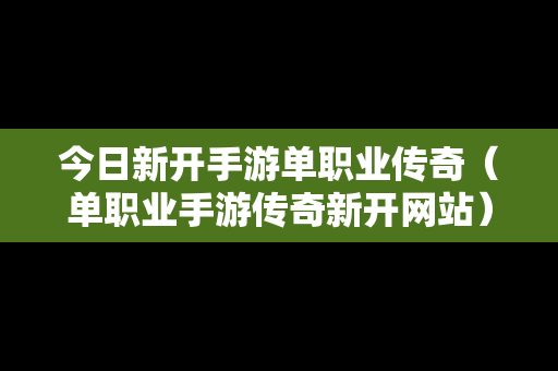 今日新开手游单职业传奇（单职业手游传奇新开网站）-第1张图片-传奇手游发布网