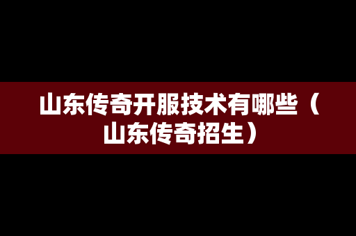 山东传奇开服技术有哪些（山东传奇招生）
