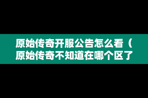原始传奇开服公告怎么看（原始传奇不知道在哪个区了）