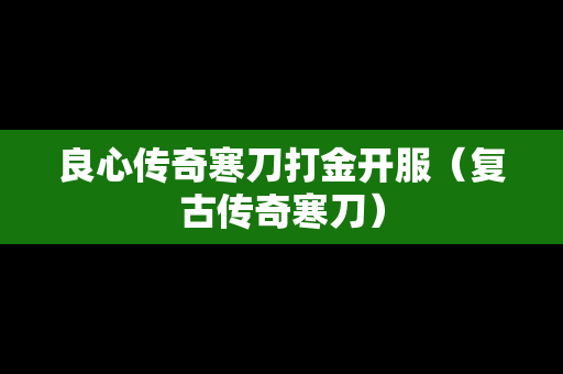 良心传奇寒刀打金开服（复古传奇寒刀）