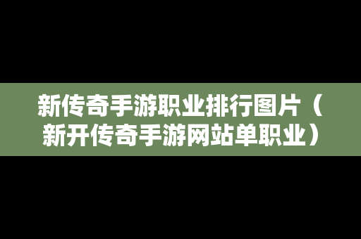 新传奇手游职业排行图片（新开传奇手游网站单职业）