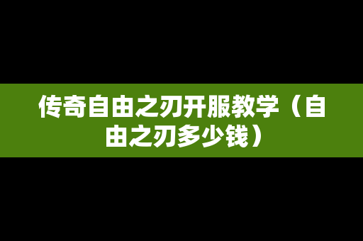 传奇自由之刃开服教学（自由之刃多少钱）