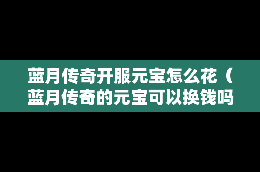 蓝月传奇开服元宝怎么花（蓝月传奇的元宝可以换钱吗）
