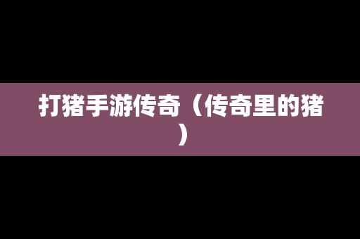 打猪手游传奇（传奇里的猪）