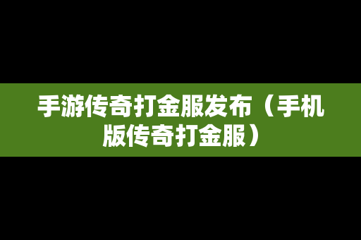 手游传奇打金服发布（手机版传奇打金服）
