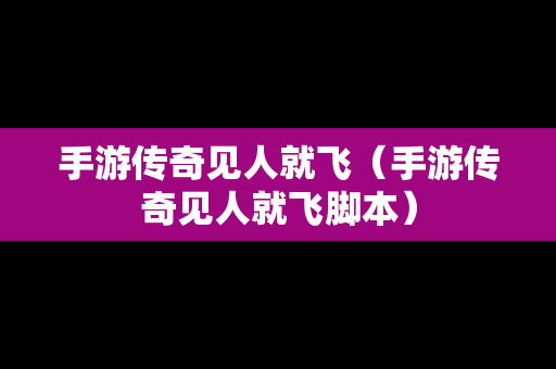 手游传奇见人就飞（手游传奇见人就飞脚本）