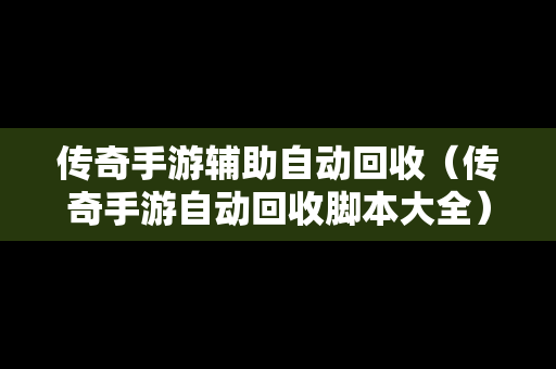 传奇手游辅助自动回收（传奇手游自动回收脚本大全）