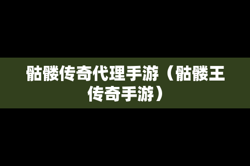 骷髅传奇代理手游（骷髅王传奇手游）
