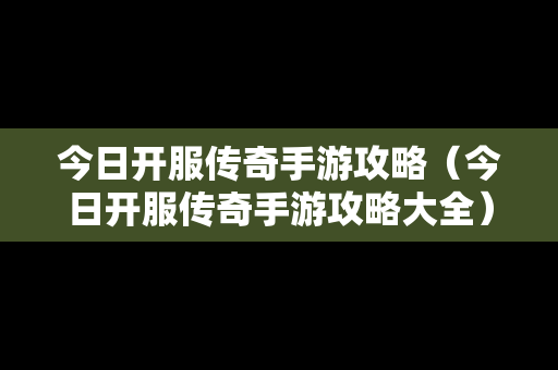 今日开服传奇手游攻略（今日开服传奇手游攻略大全）