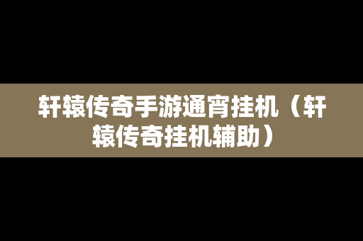 轩辕传奇手游通宵挂机（轩辕传奇挂机辅助）