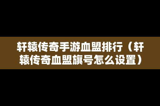 轩辕传奇手游血盟排行（轩辕传奇血盟旗号怎么设置）