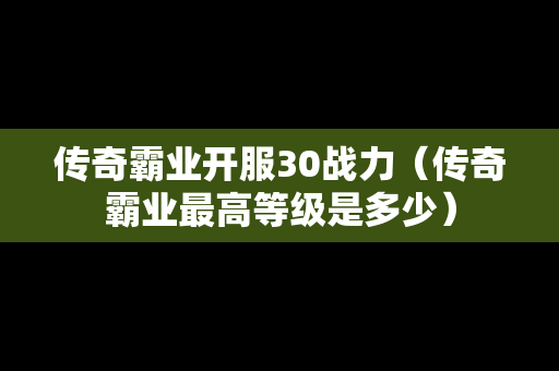 传奇霸业开服30战力（传奇霸业最高等级是多少）