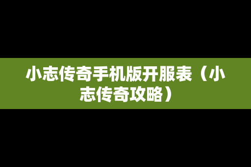 小志传奇手机版开服表（小志传奇攻略）-第1张图片-传奇手游发布网