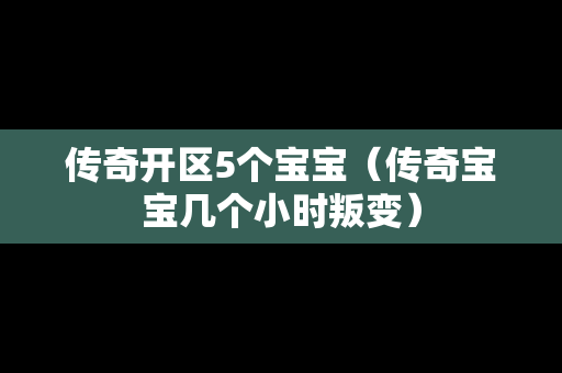 传奇开区5个宝宝（传奇宝宝几个小时叛变）-第1张图片-传奇手游发布网
